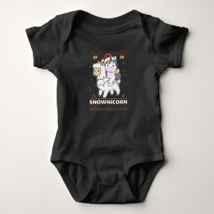 Snownicorn Unicorn Lama Weihnachts Wintertiere Baby Strampler