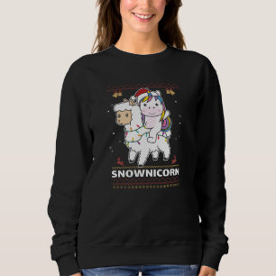 Snownicorn Unicorn Lama Weihnachts Wintertiere Sweatshirt