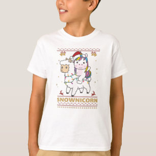 Snownicorn Unicorn Lama Weihnachts Wintertiere T-Shirt