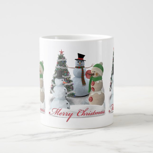 SnowPals Frohe Weihnachts-Rote Skript Jumbo-Tasse (Vorderseite)