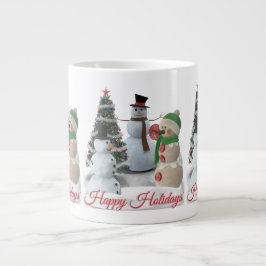 SnowPals Happy Holidays Rotes Skript Jumbo-Tasse