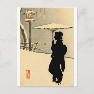 Snowscape und Japanisch Geisha no.2 Postkarte