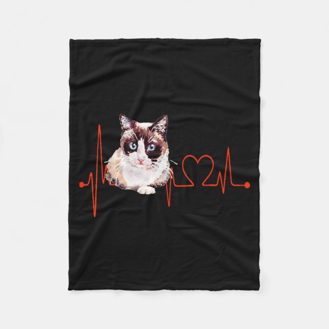 Snowscute Ss Cute Ss Cat Heartbeat Ekg Funny I Lov Fleecedecke (Vorderseite)