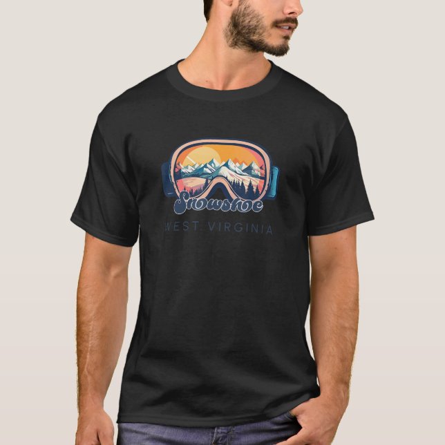 Snowshoe West Virginia Ski Goggle Snow Capped Moun T-Shirt (Vorderseite)
