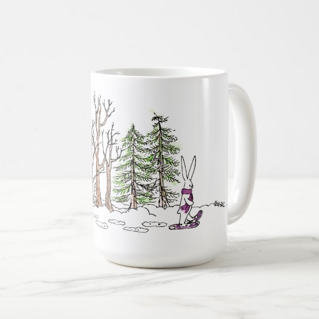 Snowshoeing Häschen-Tasse Kaffeetasse (VorderseiteRechts)