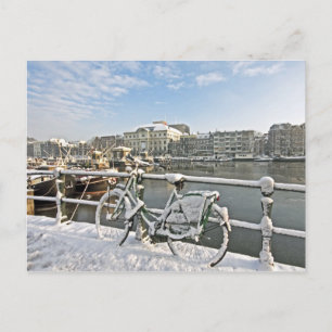 Snowy Amsterdam beim Amstel in den Niederlanden Postkarte