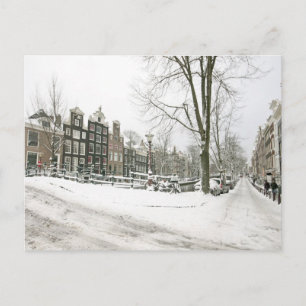 Snowy Amsterdam in den Niederlanden Postkarte
