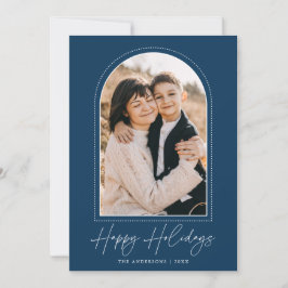 Snowy Arch Navy Blue Happy Holidays Foto Feiertagskarte