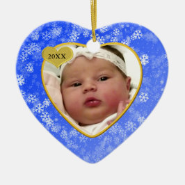 Snowy Babys Erstes Weihnachtsfest Foto Herz Keramik Ornament