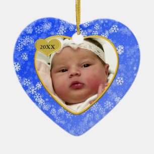 Snowy Babys Erstes Weihnachtsfest Foto Herz Keramik Ornament