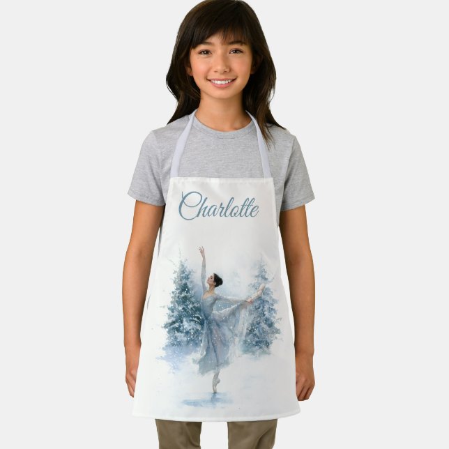 Snowy Ballerina Personalized Kids Apron Schürze (Insitu)