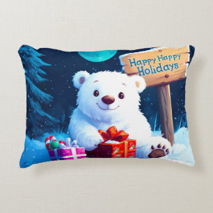 Snowy Bär Weihnachtsjubiläum Wasserfarbe Dekokissen