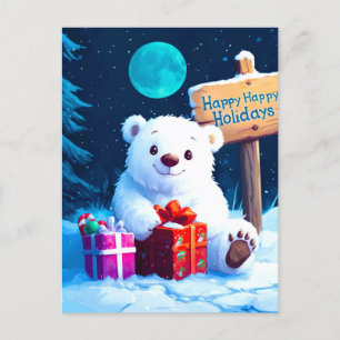 Snowy Bär Weihnachtsjubiläum Wasserfarbe Feiertagspostkarte