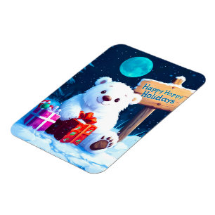 Snowy Bär Weihnachtsjubiläum Wasserfarbe Magnet