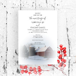Snowy Barn und Silo Winter Country Wedding Einladung