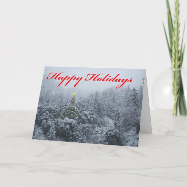 Snowy beleuchtet Weihnachtskarte Feiertagskarte (Vorderseite)