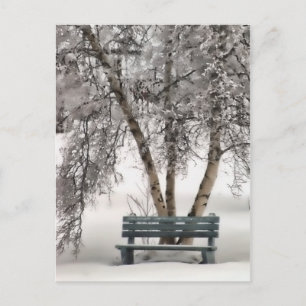 Snowy Bench Postcard Postkarte