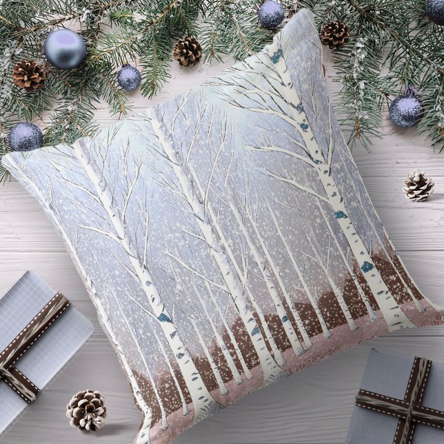 Snowy Birch Trees Christmas Dusty Blue ID1003 Kissen (Von Creator hochgeladen)