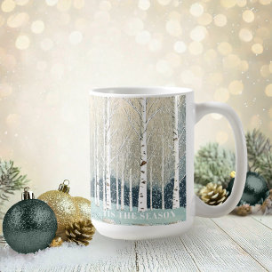 Snowy Birch Trees Weihnachten Aquamarin ID1003 Kaffeetasse