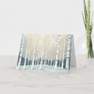 Snowy Birch Trees Weihnachten Aquamarin ID1003 Karte