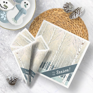 Snowy Birch Trees Weihnachten Aquamarin ID1003 Serviette