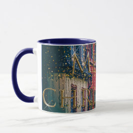 Snowy Blue City Scene Classic Weihnachtsfeiertag Tasse