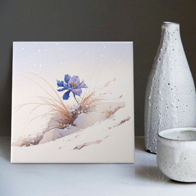 Snowy Blue Mountain Crocus Reborn Blume Keramik T Fliese (Von Creator hochgeladen)