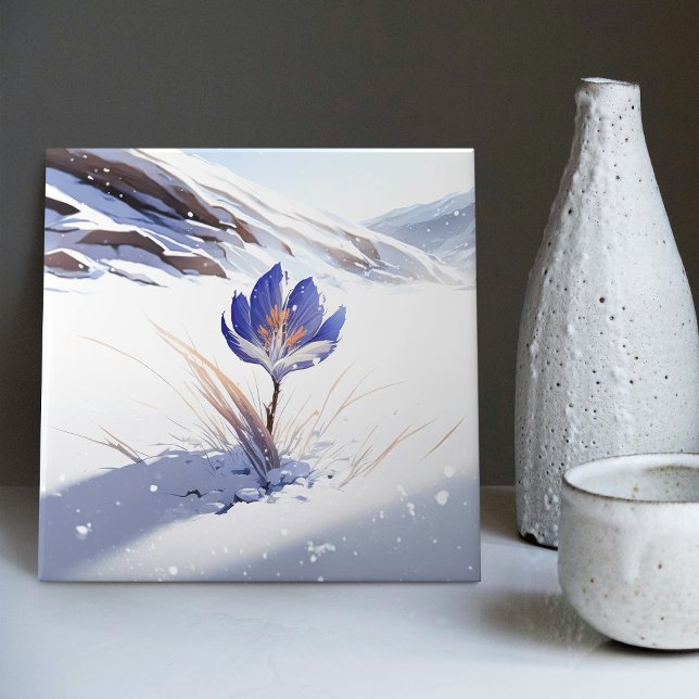 Snowy Blue Mountain Crocus Reborn Blume Keramik T Fliese (Von Creator hochgeladen)