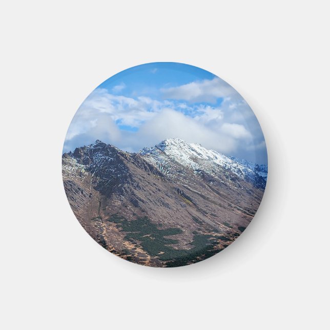 Snowy Blue Mountain Ridge Magnet (Vorne)