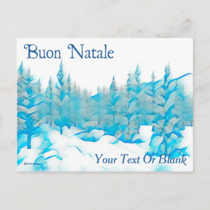 Snowy Blue Trees - Buon Natale Postkarte