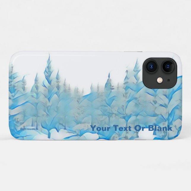 Snowy Blue Trees Case-Mate iPhone Hülle (Rückseite (Horizontal))