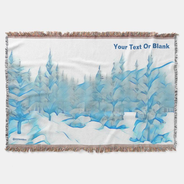Snowy Blue Trees Decke (Vorderseite)
