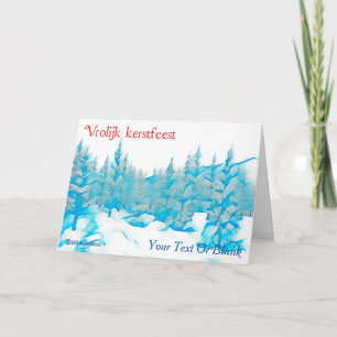 Snowy Blue Trees - Vrolijk kerstest Karte