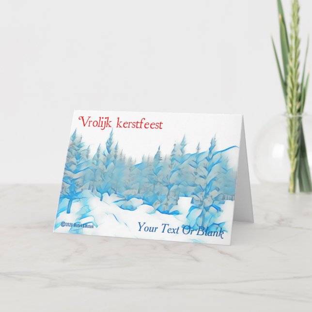 Snowy Blue Trees - Vrolijk kerstest Karte (Vorderseite)