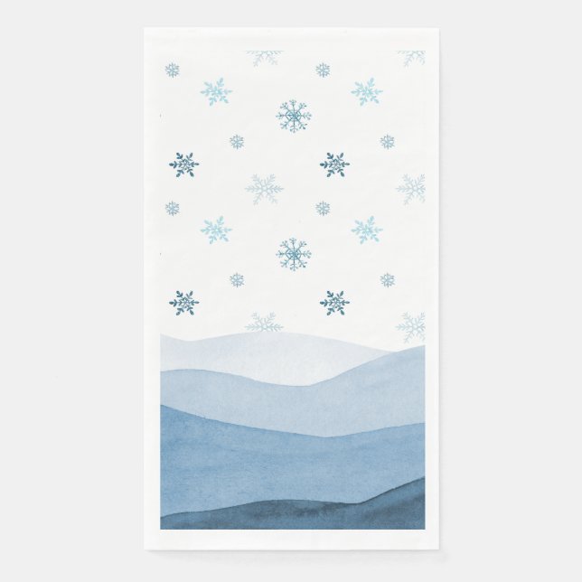 Snowy Blue Winter Guest Towel Serviette (Vorderseite)