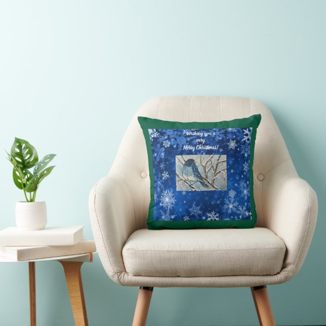 Snowy Bluebird Notecard Kissen (Stuhl )