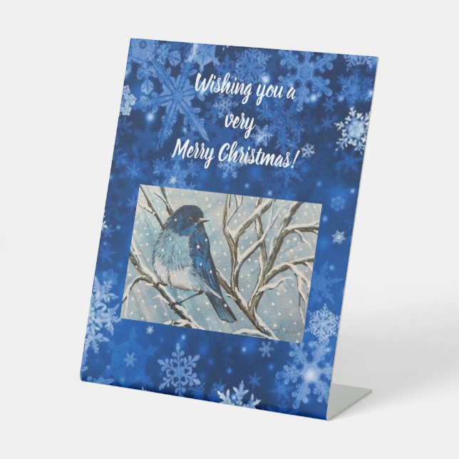 Snowy Bluebird Notecard Sockelschild (Vorderseite)
