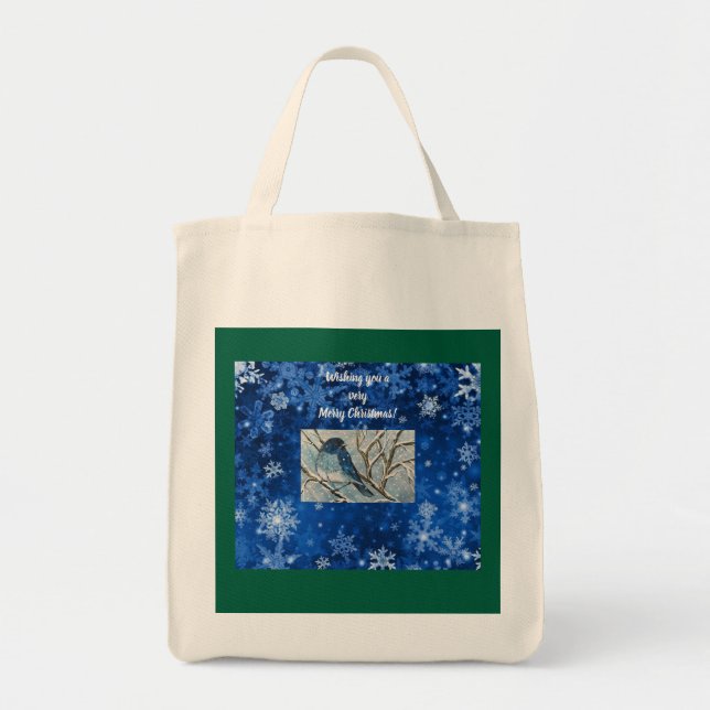 Snowy Bluebird Notecard Tragetasche (Vorne)