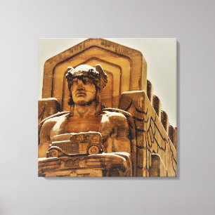 Snowy Bridge Statue Leinwanddruck