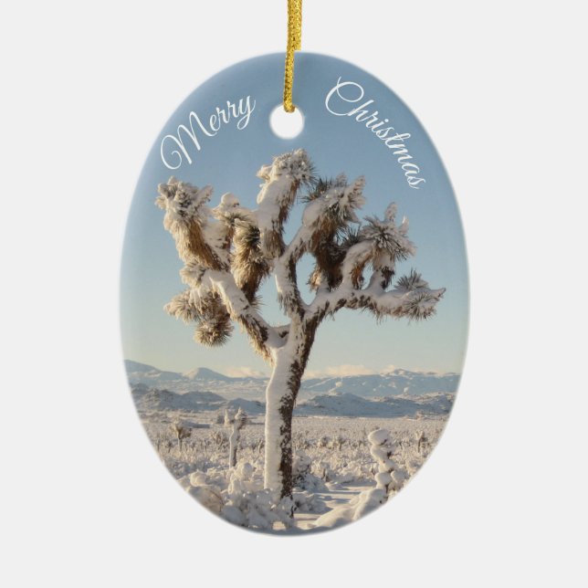 Snowy California Wüste Weihnachten Keramik Ornament (Vorne)