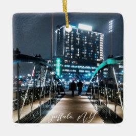 Snowy Canalside Walk Keramikornament