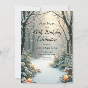 Snowy Candlelit Mattiert Evergreens Einladung
