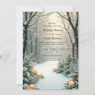 Snowy Candlelit Mattiert Evergreens Einladung