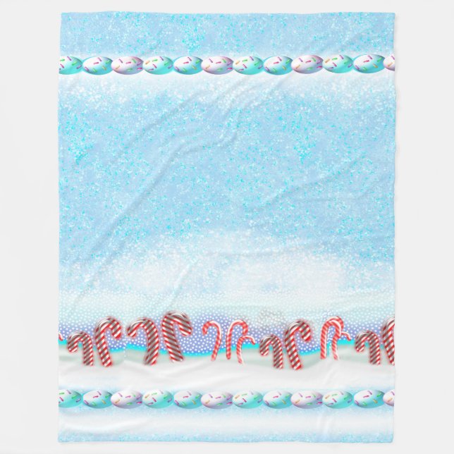 Snowy Candy Cane Forest Winter Szene Fleecedecke (Vorderseite)