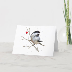 Snowy Chickadee Weihnachten Dankeskarte