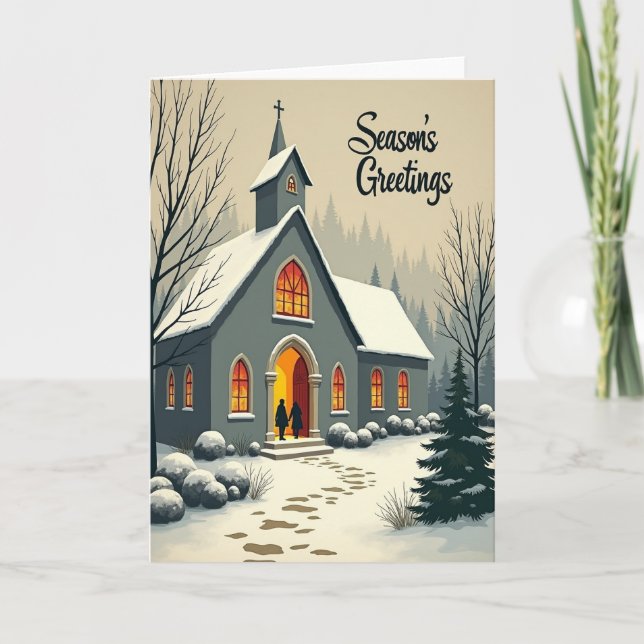 Snowy Christmas Church Card Karte (Vorderseite)