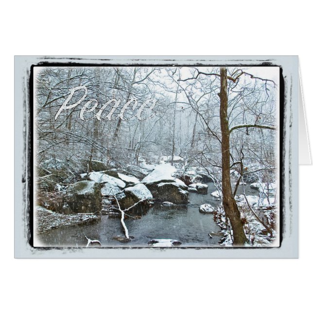 Snowy Christmas Creek - Friede - Grußkarte (Vorderseite (Horizontal))