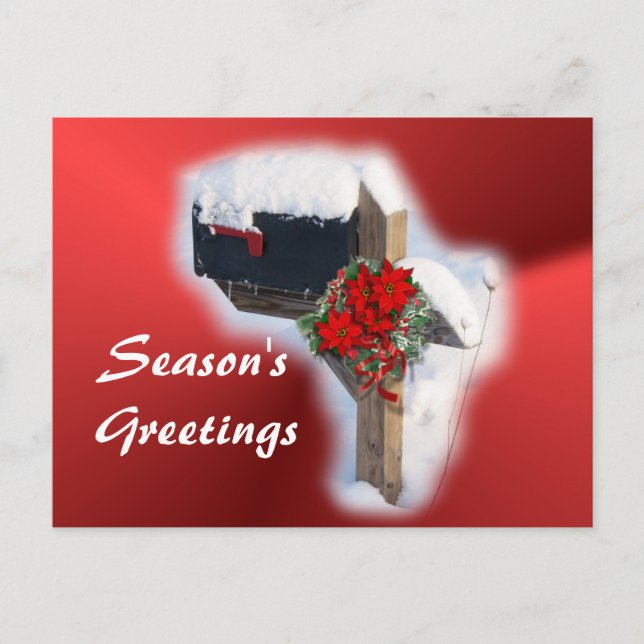 Snowy Christmas Mailbox - personalisieren Feiertagspostkarte (Vorderseite)