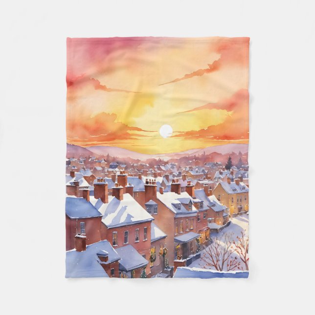 Snowy Christmas Morning Sunrise Fleecedecke (Vorderseite)