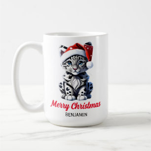 Snowy Christmas Santa Niedlich Snow Leopard Cub Kaffeetasse